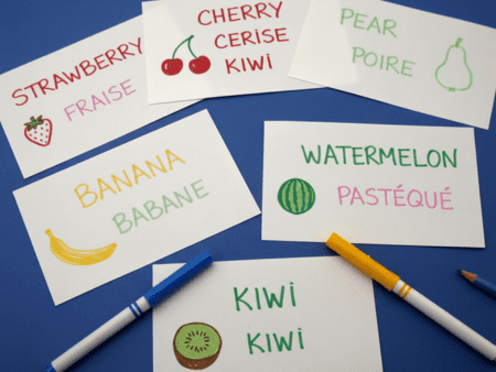 Biglingual fruit indexcards