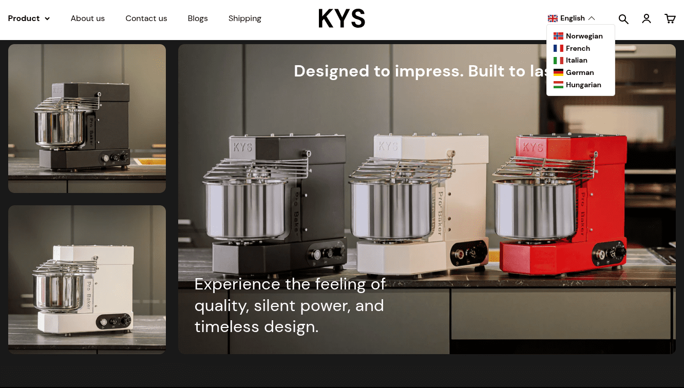 KYs Norway product page with langify switcher